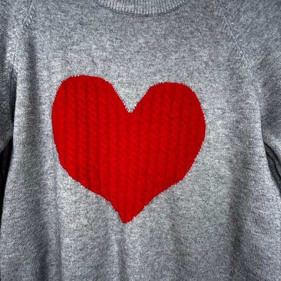 NWOT QUXING Grey Sweater with Red Heart; Size XL - Picture 5 of 8